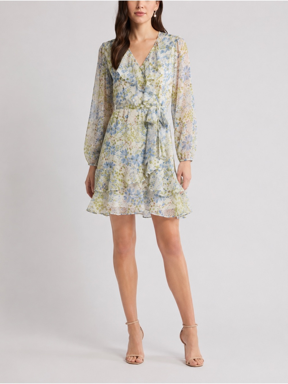42. Chelsea 28 • NWT Floral Ruffle Wrap Dress PTP 18”